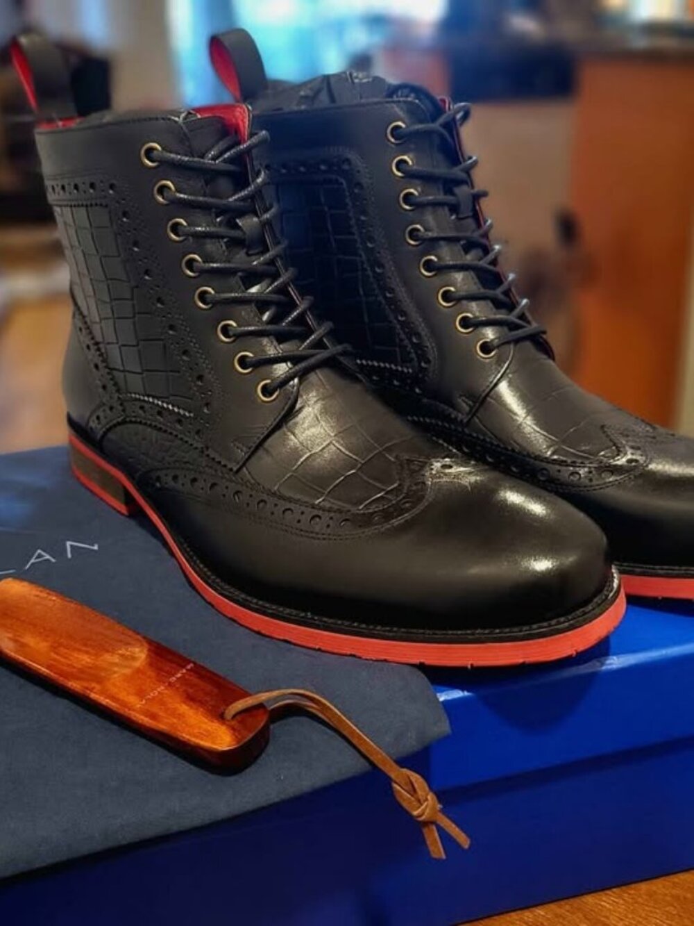 Marc Nolan Belmont Black Crockskin Boots – Men's Size 11 – Brand New